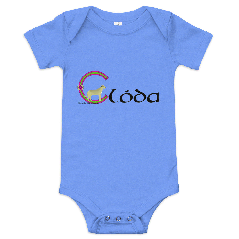 Clóda (Clodagh) - Personalized baby short sleeve one piece with Irish name Clóda