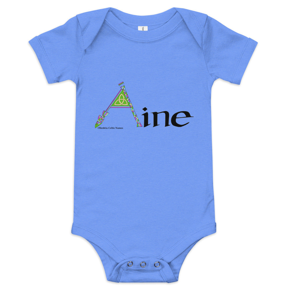 Áine (Ann)  - Personalized baby short sleeve one piece with Irish name Áine