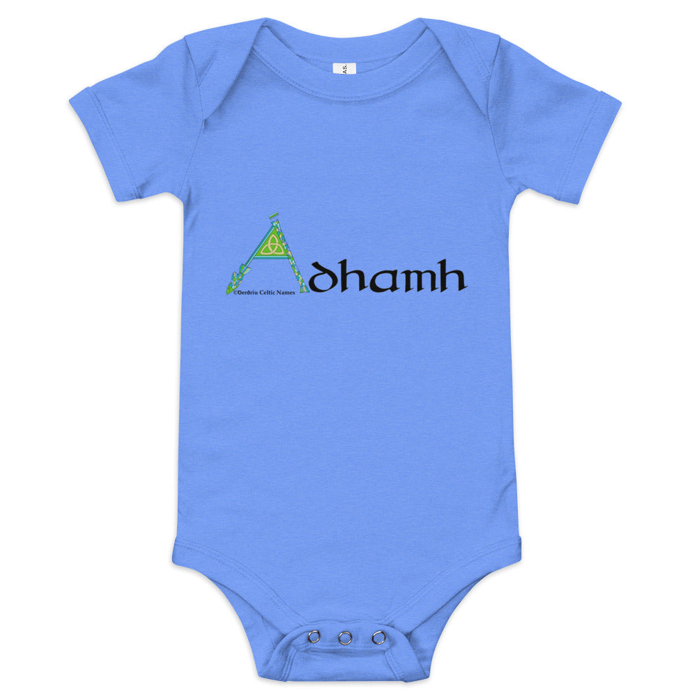 Ádhamh (Adam) - Personalized baby short sleeve one piece with Irish name Ádhamh