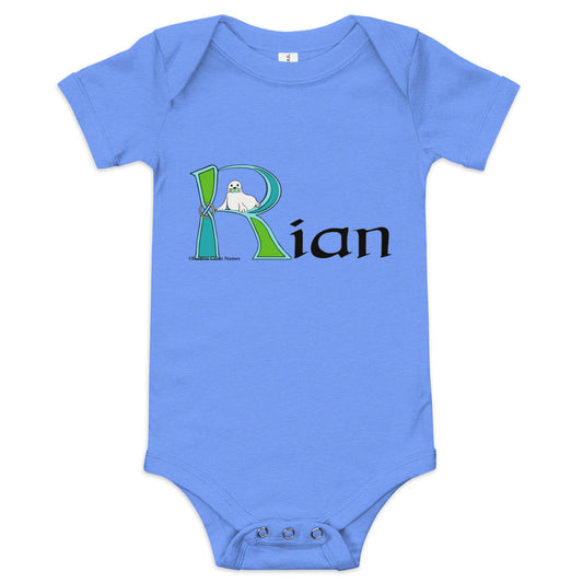 Rían (Ryan) - Personalized baby short sleeve one piece with Irish name Rían