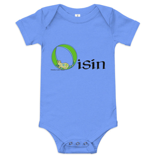 Oisín (Oisin) - Personalized baby short sleeve one piece with Irish name Oisín