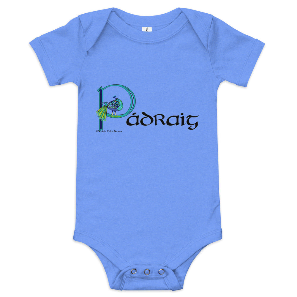 Pádraig (Patrick) - Personalized baby short sleeve one piece with Irish name Pádraig