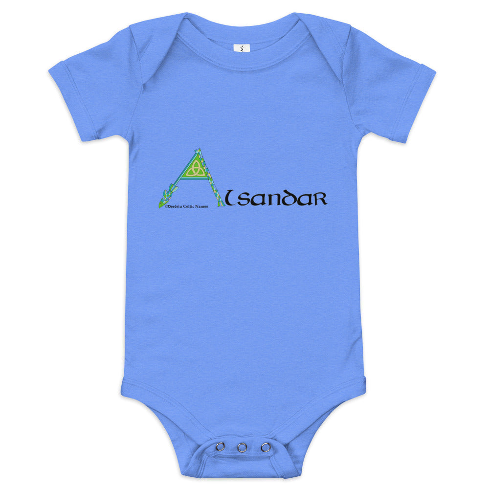 Alsandar (Alexander)  - Personalized baby short sleeve one piece with Irish name Alsandar