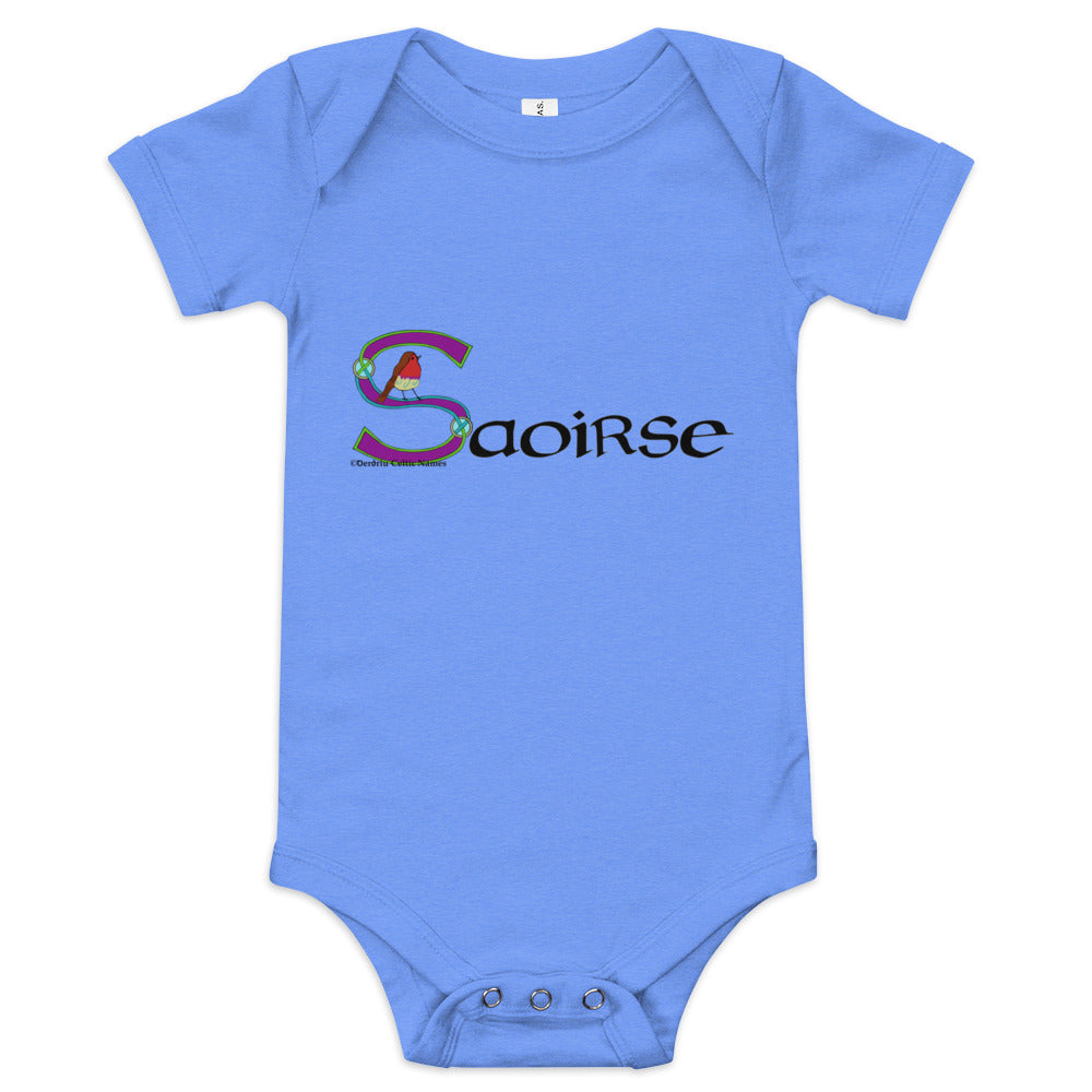 Saoirse (Francesca) - Personalized baby short sleeve one piece with Irish name Saoirse