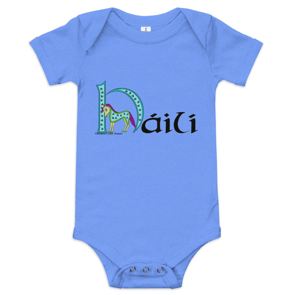 Háilí (Holly) - Personalized baby short sleeve one piece with Irish name Háilí