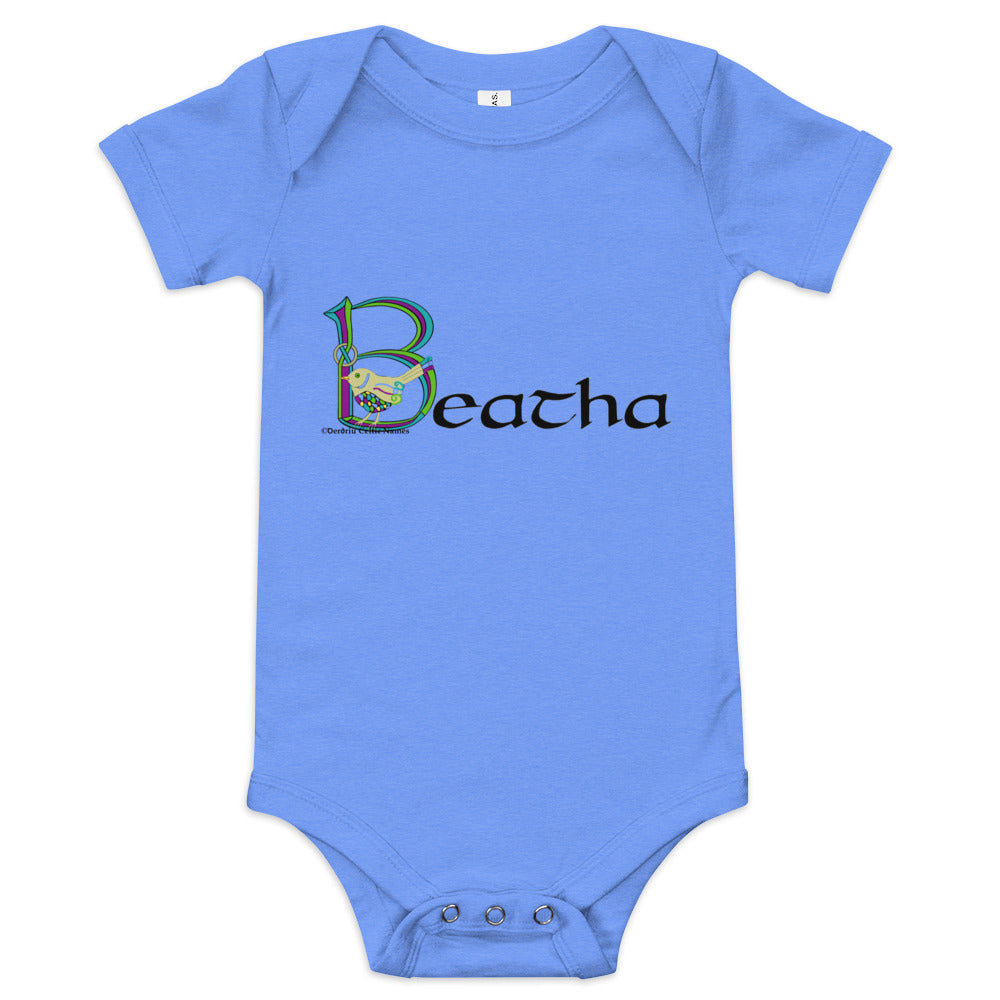 Beatha (Zoe) - Personalized baby short sleeve one piece with Irish name Beatha