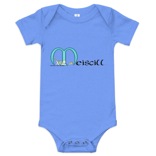 Meiscill (Max) - Personalized baby short sleeve one piece with Irish name Meiscill