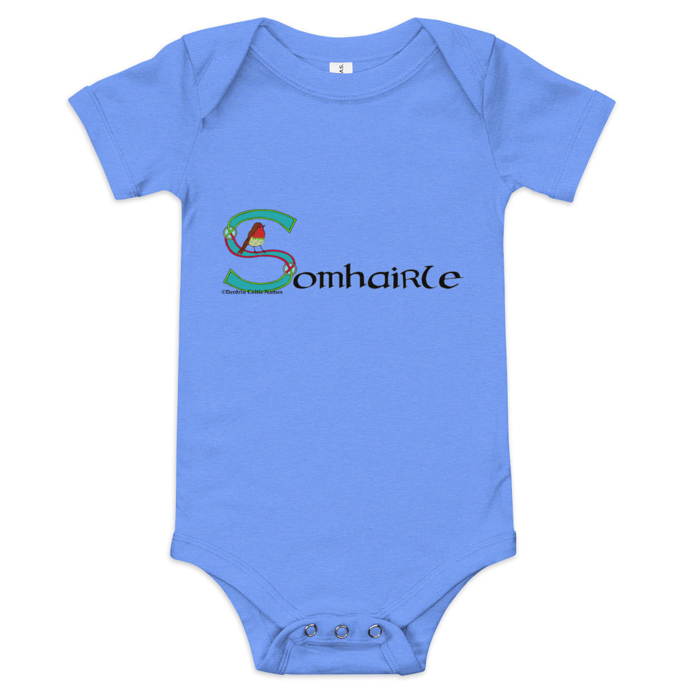 Somhairle (Samuel) - Personalized baby short sleeve one piece with Irish name Somhairle