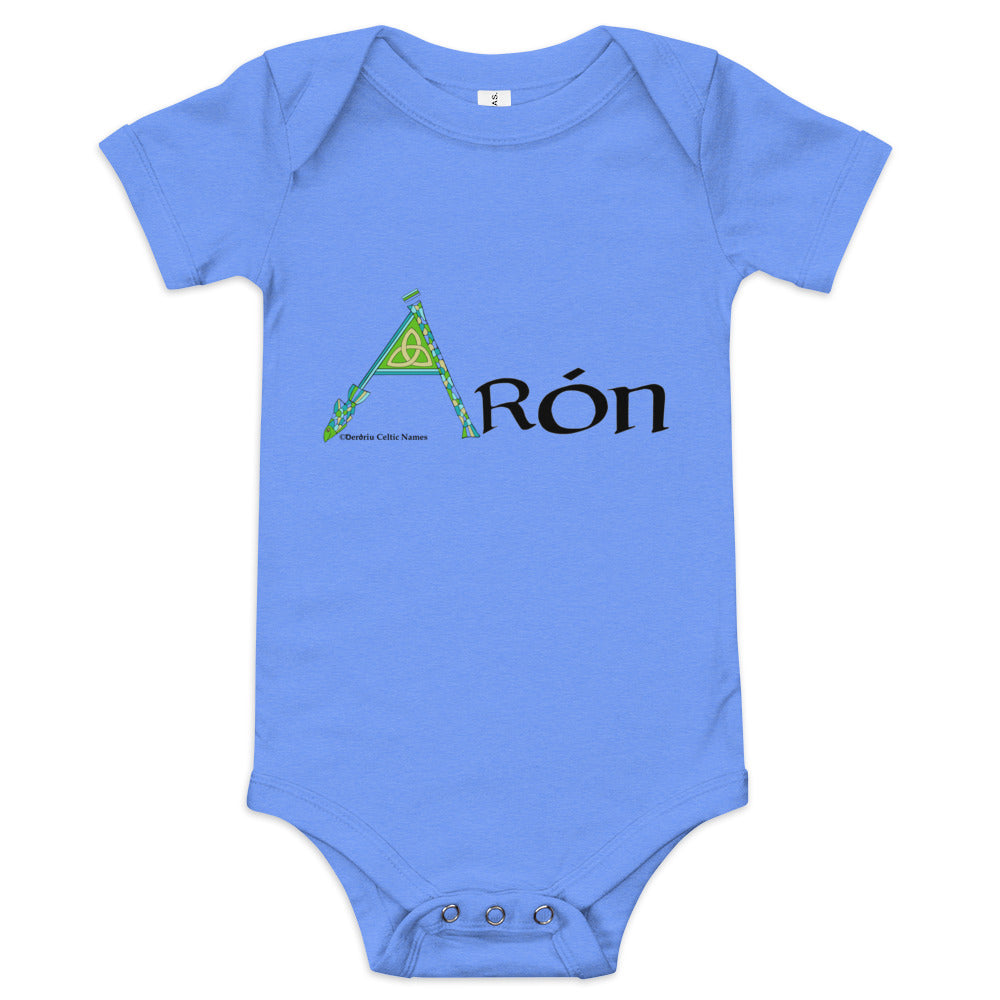 Árón (Aaron) - Personalized baby short sleeve one piece with Irish name Árón