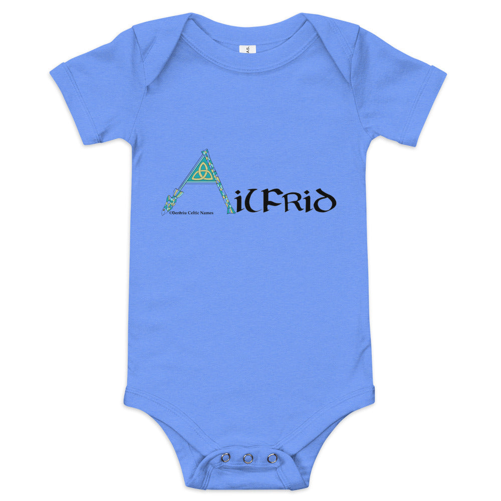 Ailfrid (Alfred) - Personalized baby short sleeve one piece with Irish name Ailfrid