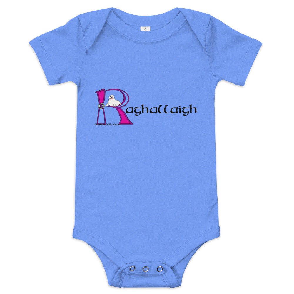 Raghallaigh (Riley) - Personalized baby short sleeve one piece with Irish name Raghallaigh