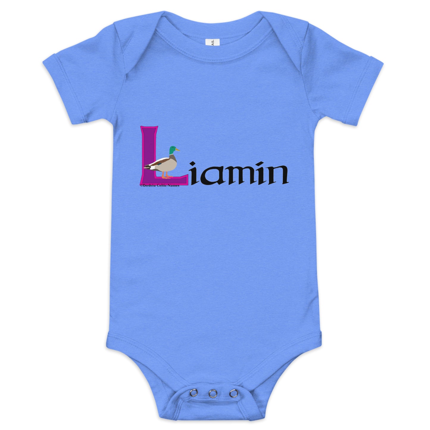 Liamín (Willow) - Personalized baby short sleeve one piece with Irish name Liamín