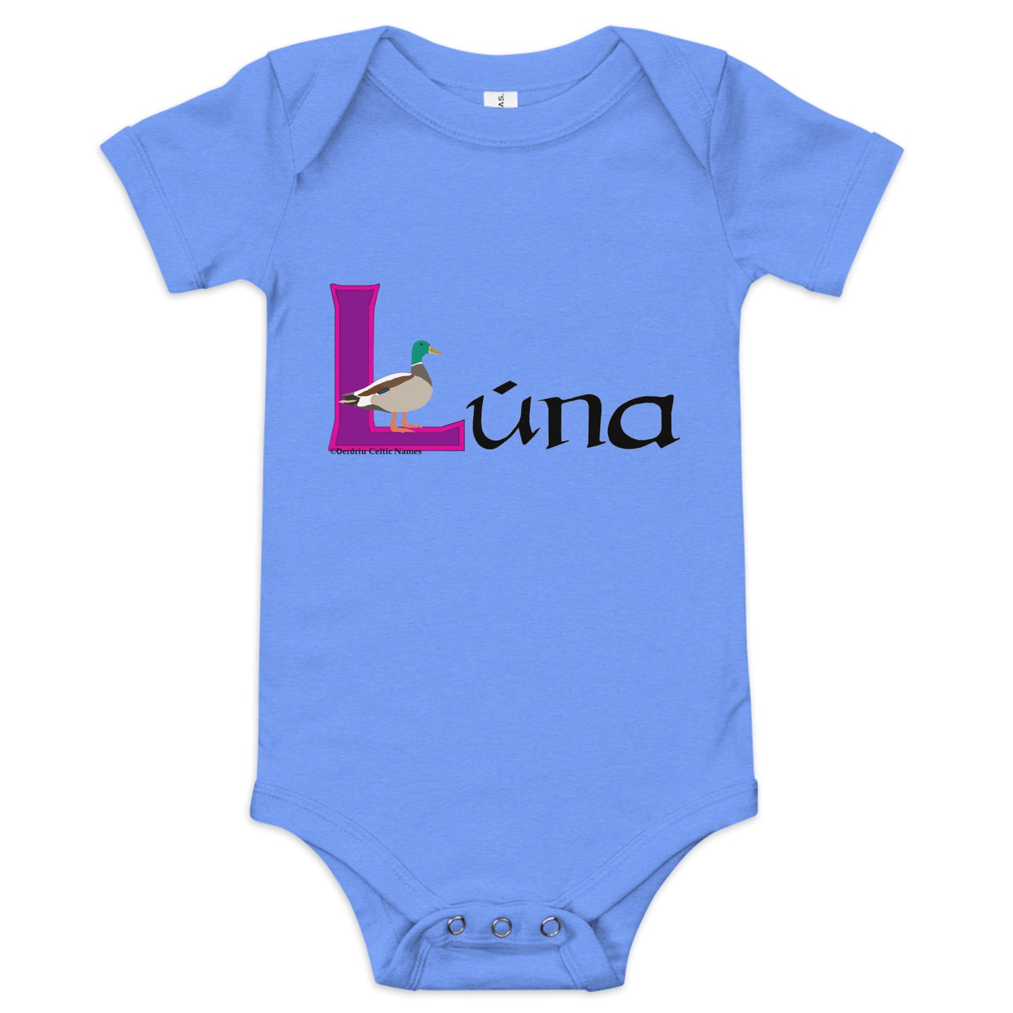 Lúna (Luna) - Personalized baby short sleeve one piece with Irish name Lúna