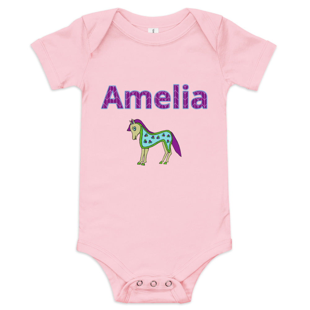 Amelia Personalized Baby short sleeve one piece