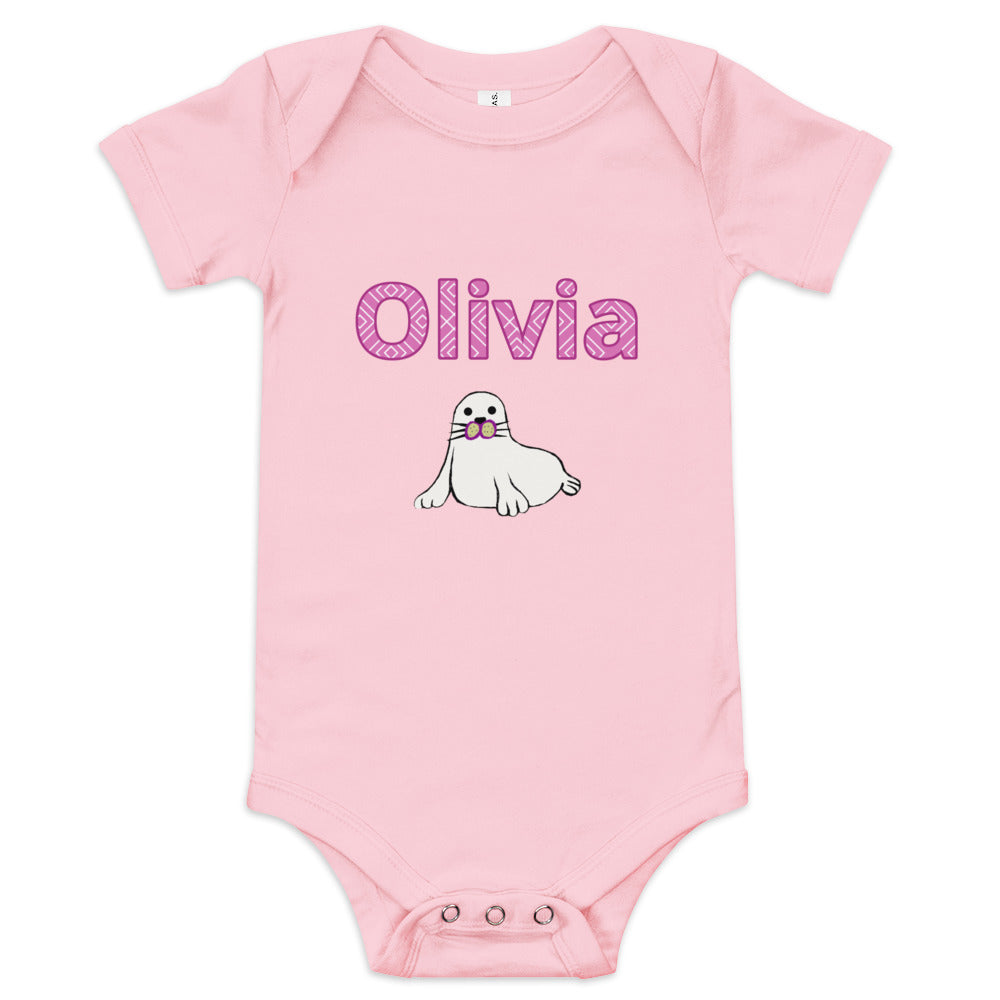 Olivia Personalized Baby short sleeve one piece