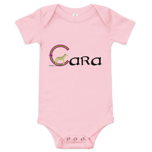 Cara (Kara) - Personalized baby short sleeve one piece with Irish name Cara