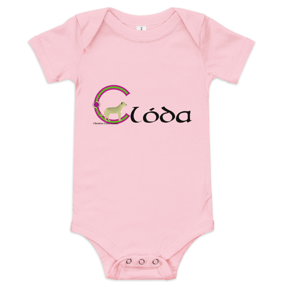 Clóda (Clodagh) - Personalized baby short sleeve one piece with Irish name Clóda