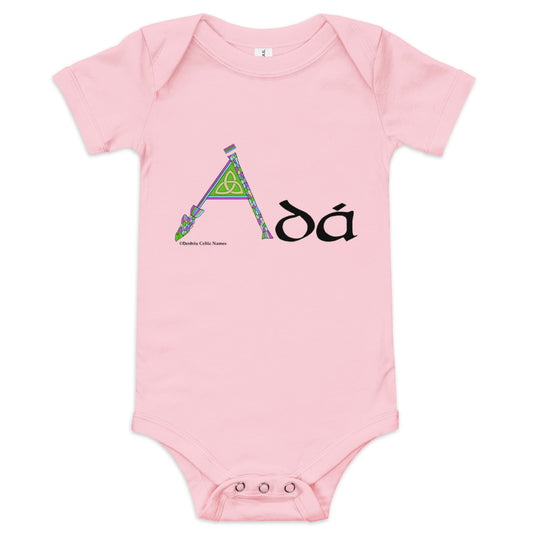 Ádá (Ada) - Personalized baby short sleeve one piece with Irish name Ádá