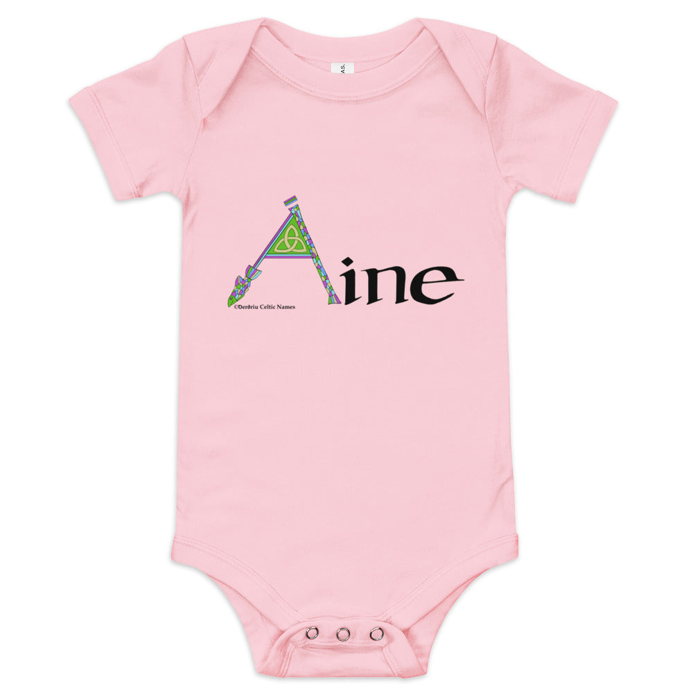 Áine (Ann)  - Personalized baby short sleeve one piece with Irish name Áine