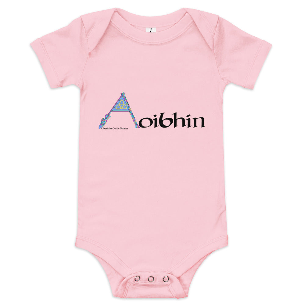 Aoibhín (Aiveen) - Personalized baby short sleeve one piece with Irish name Aoibhín