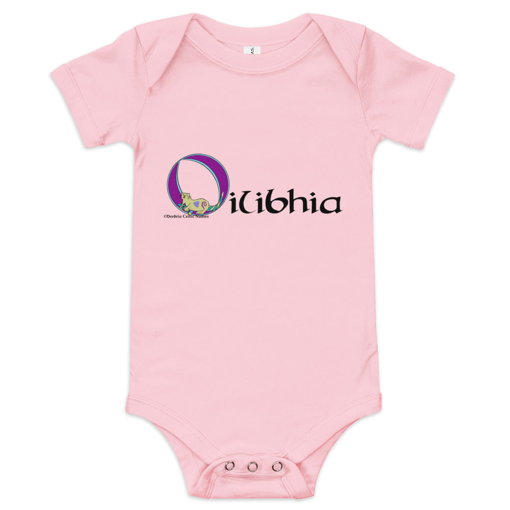 Oilibhia (Olivia) - Personalized baby short sleeve one piece with Irish name Oilibhia