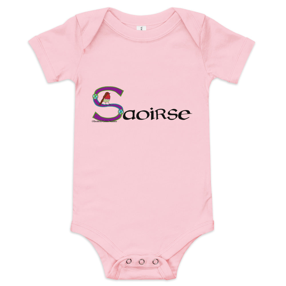 Saoirse (Francesca) - Personalized baby short sleeve one piece with Irish name Saoirse