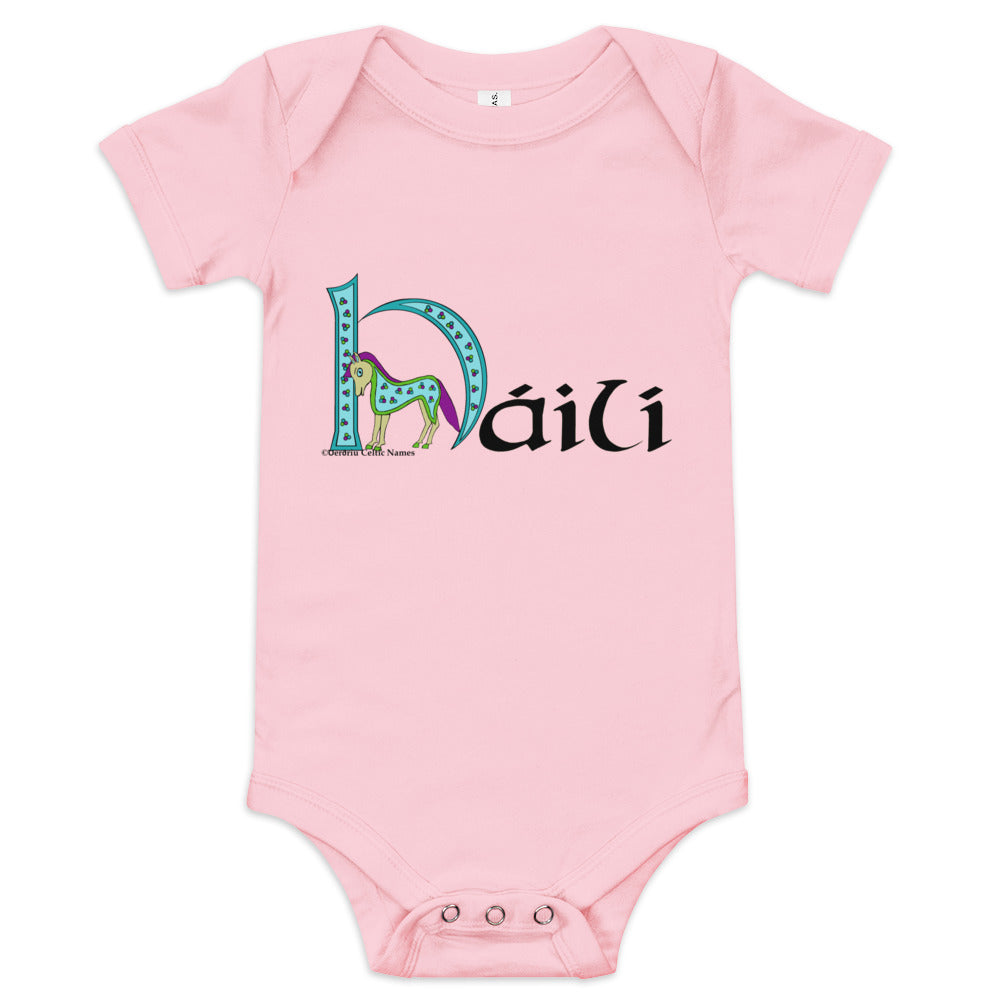 Háilí (Holly) - Personalized baby short sleeve one piece with Irish name Háilí