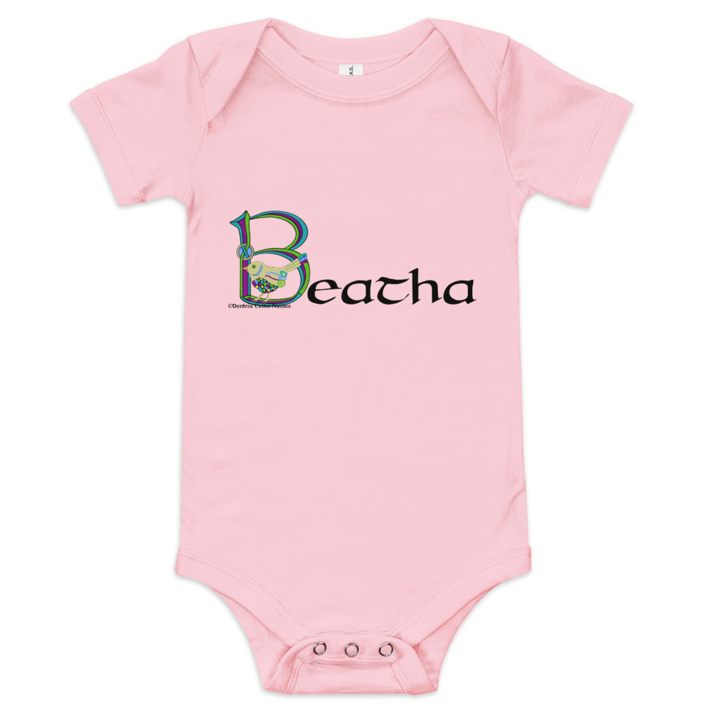 Beatha (Zoe) - Personalized baby short sleeve one piece with Irish name Beatha