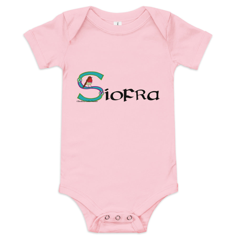 Síofra (Fay) - Personalized baby short sleeve one piece with Irish name Síofra