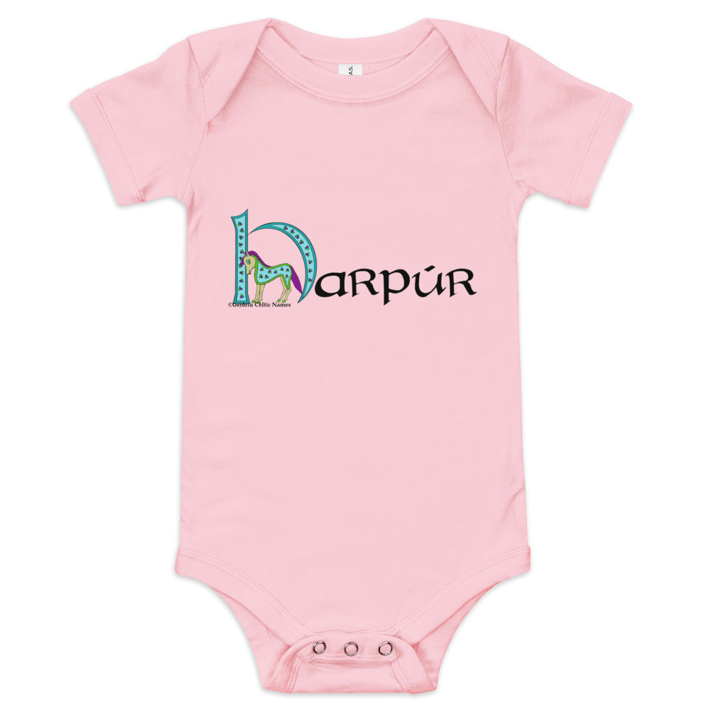 Harpúr (Harper) - Personalized baby short sleeve one piece with Irish name Harpúr