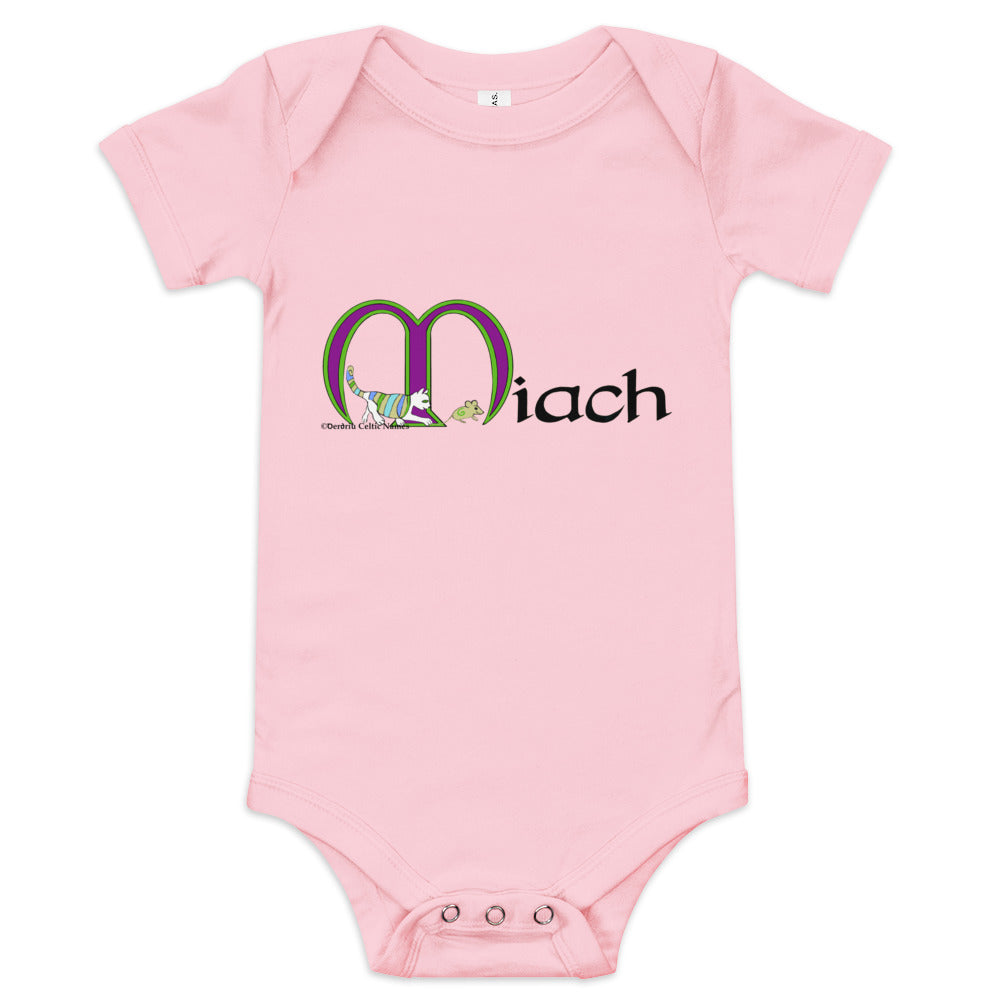 Miach (Mia) - Personalized baby short sleeve one piece with Irish name Miach