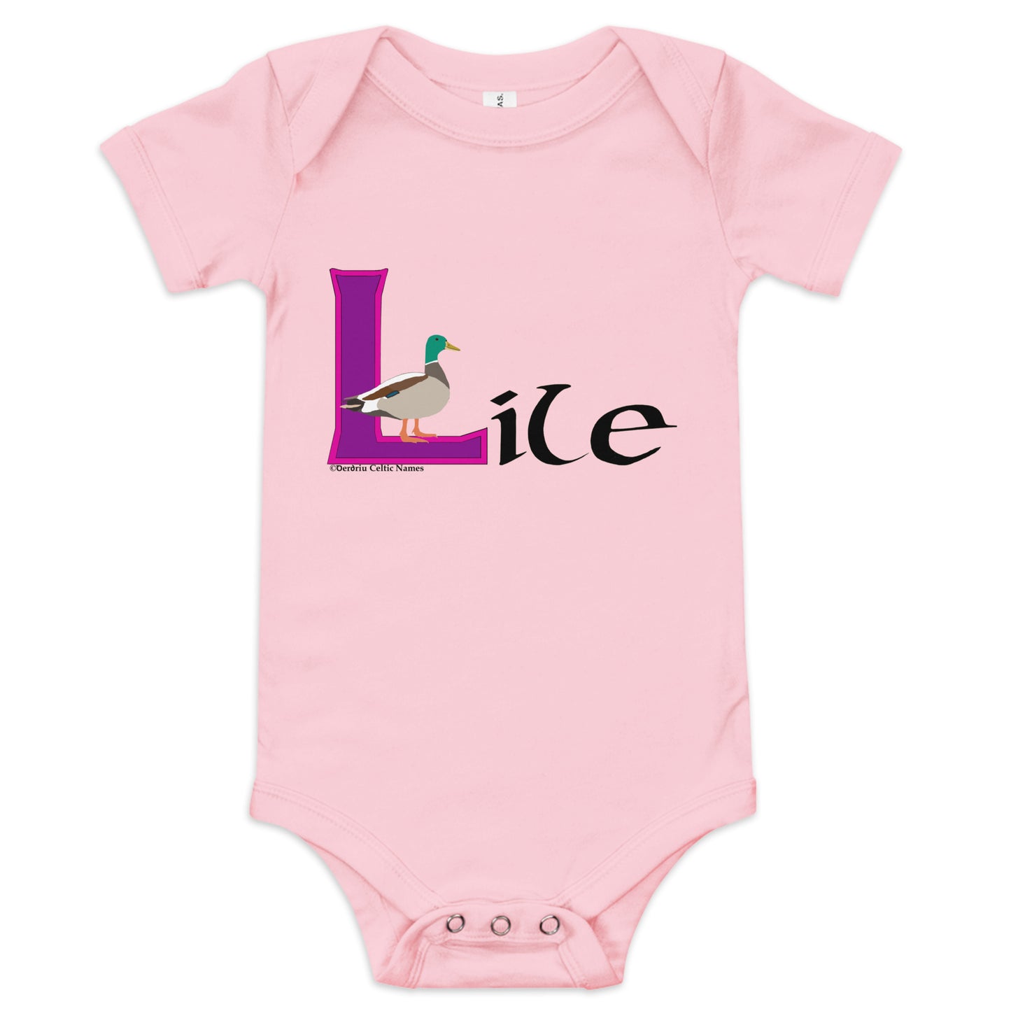 Líle (Lily) - Personalized baby short sleeve one piece with Irish name Líle