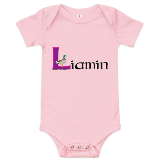 Liamín (Willow) - Personalized baby short sleeve one piece with Irish name Liamín