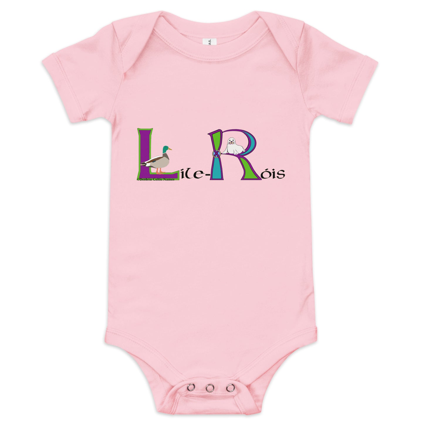 Líle-Róis (Lily-Rose) - Personalized Baby Short Sleeve One Piece with Irish Name Líle-Róis