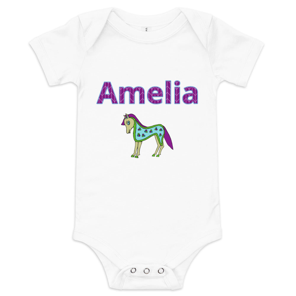 Amelia Personalized Baby short sleeve one piece