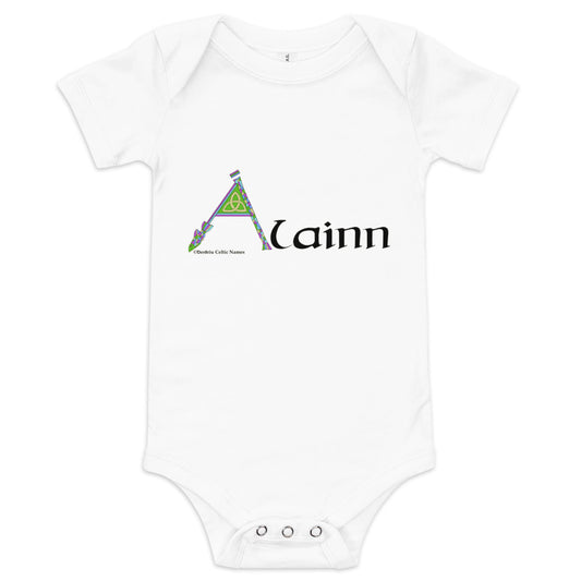 Álainn (Bonnie) Personalized baby short sleeve one piece with Irish name Álainn