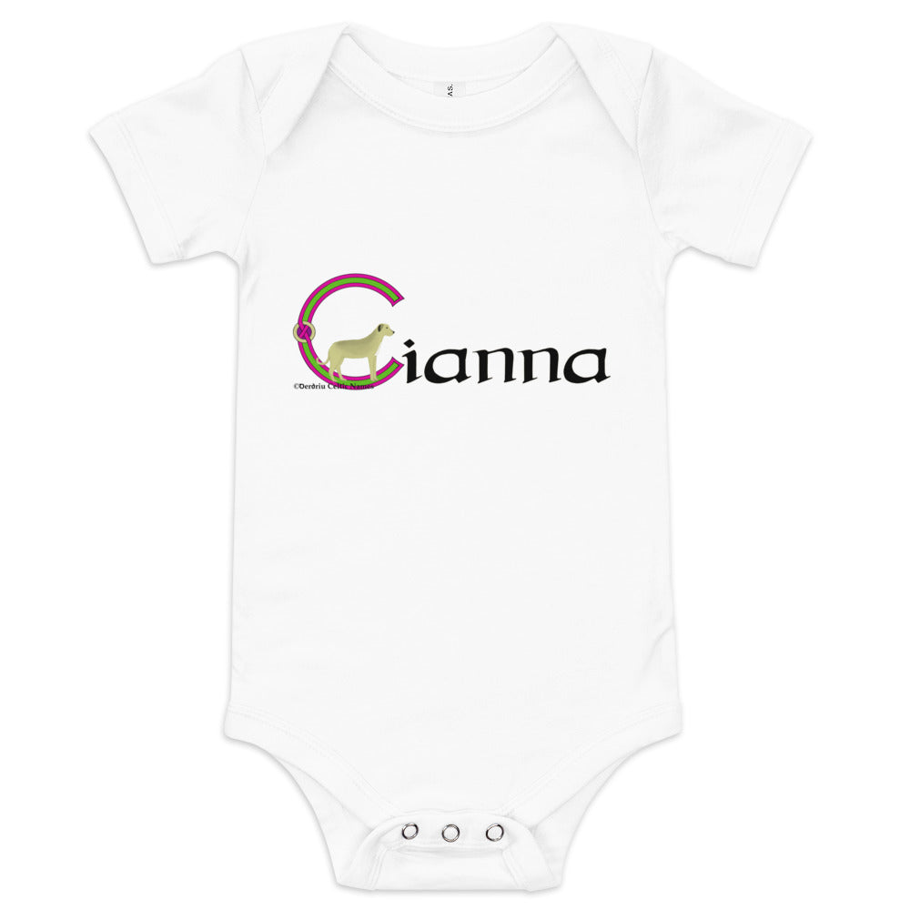 Cianna (Sienna) - Personalized baby short sleeve one piece with Irish name Cianna