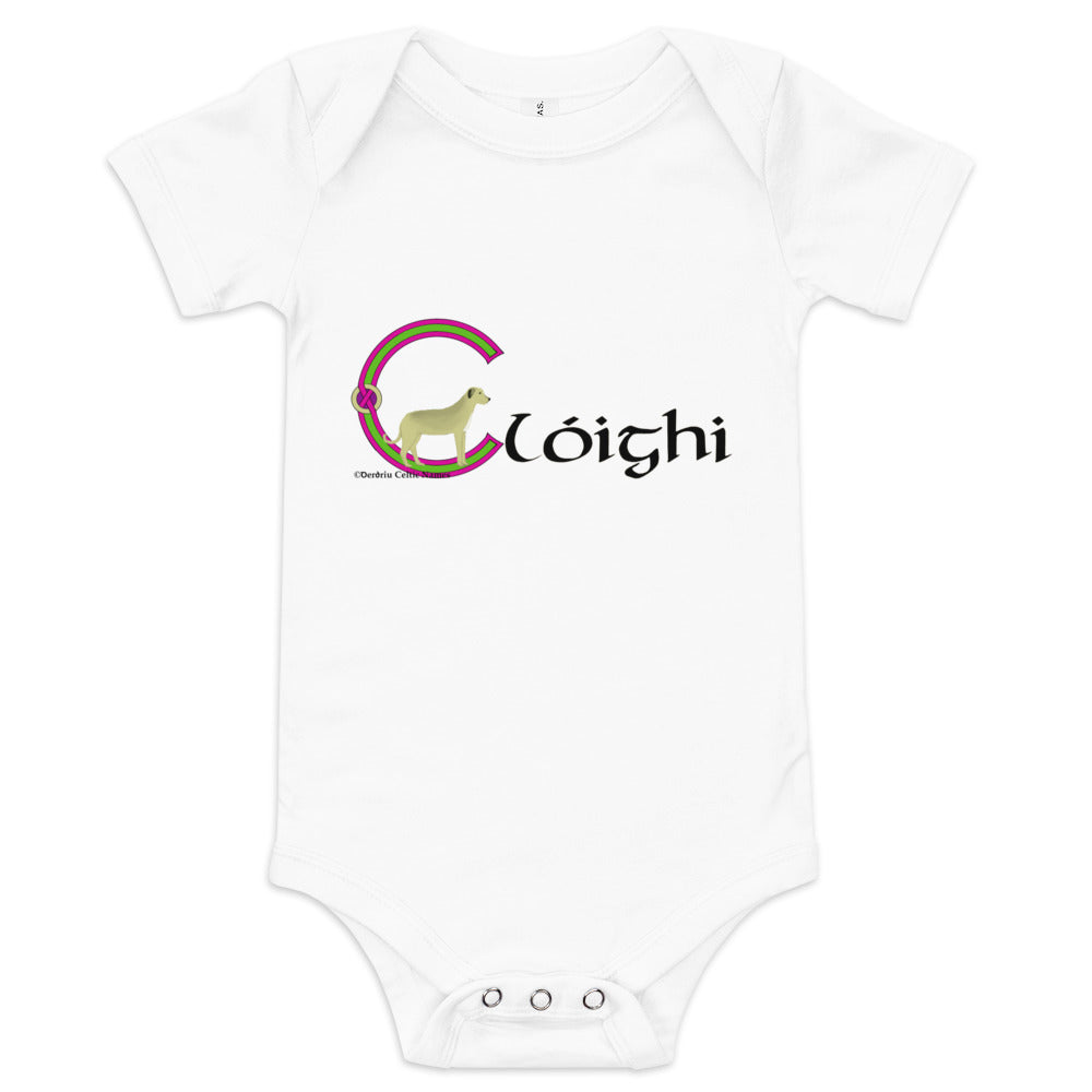 Clóighi (Chloe) - Personalized baby short sleeve one piece with Irish name Clóighi