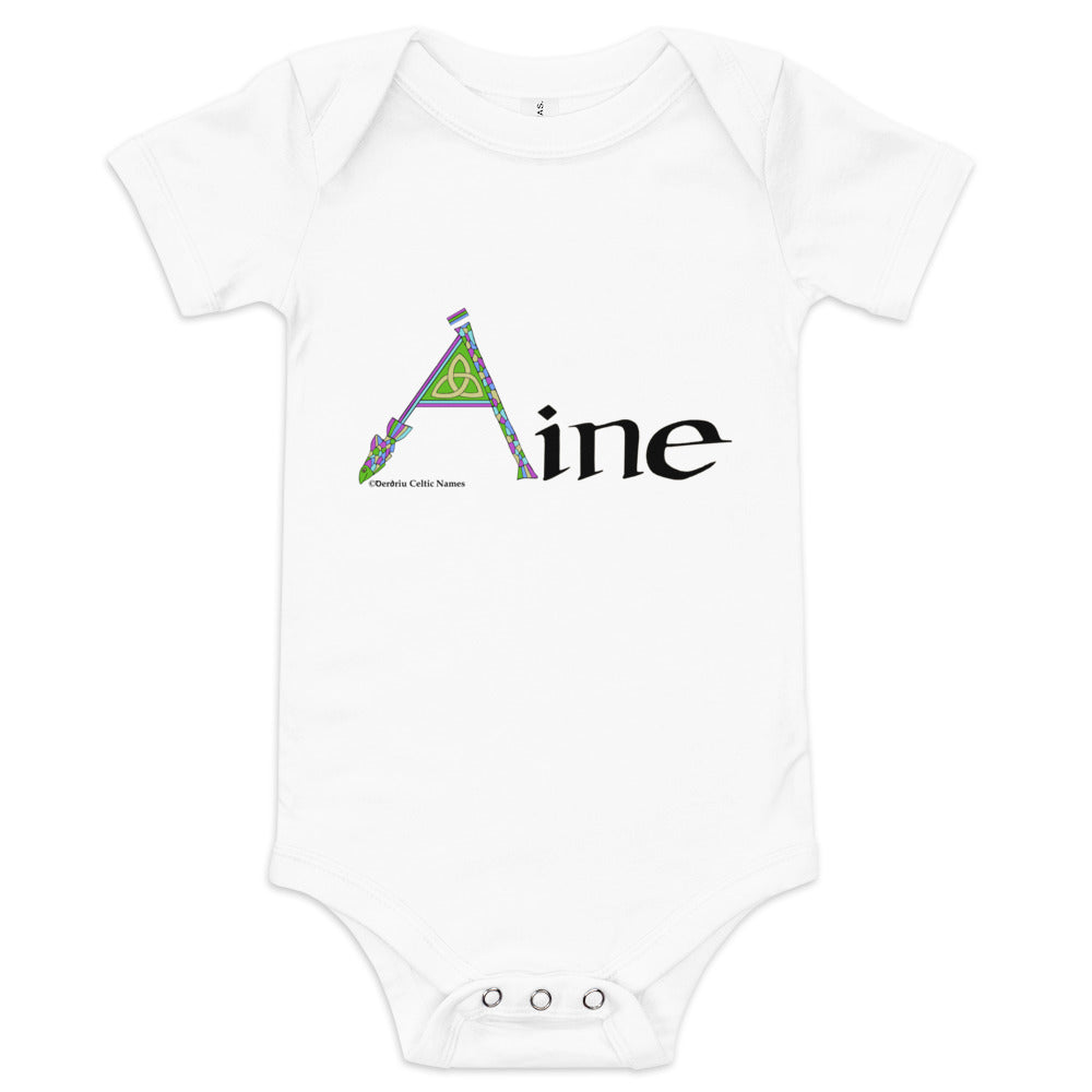 Áine (Ann)  - Personalized baby short sleeve one piece with Irish name Áine