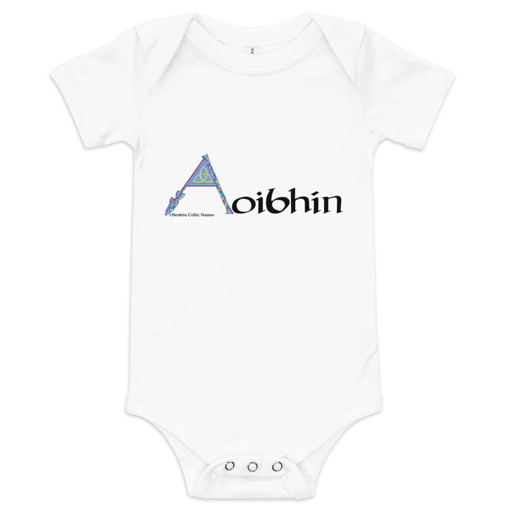 Aoibhín (Aiveen) - Personalized baby short sleeve one piece with Irish name Aoibhín