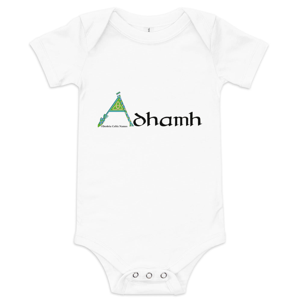 Ádhamh (Adam) - Personalized baby short sleeve one piece with Irish name Ádhamh