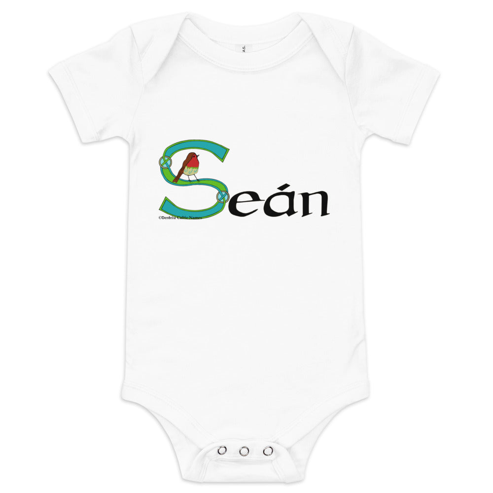 Seán (John) - Personalized baby short sleeve one piece with Irish name Seán