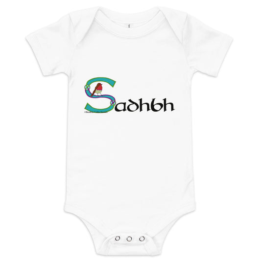 Sadhbh (Sophia) - Personalized baby short sleeve one piece with Irish name Sadhbh
