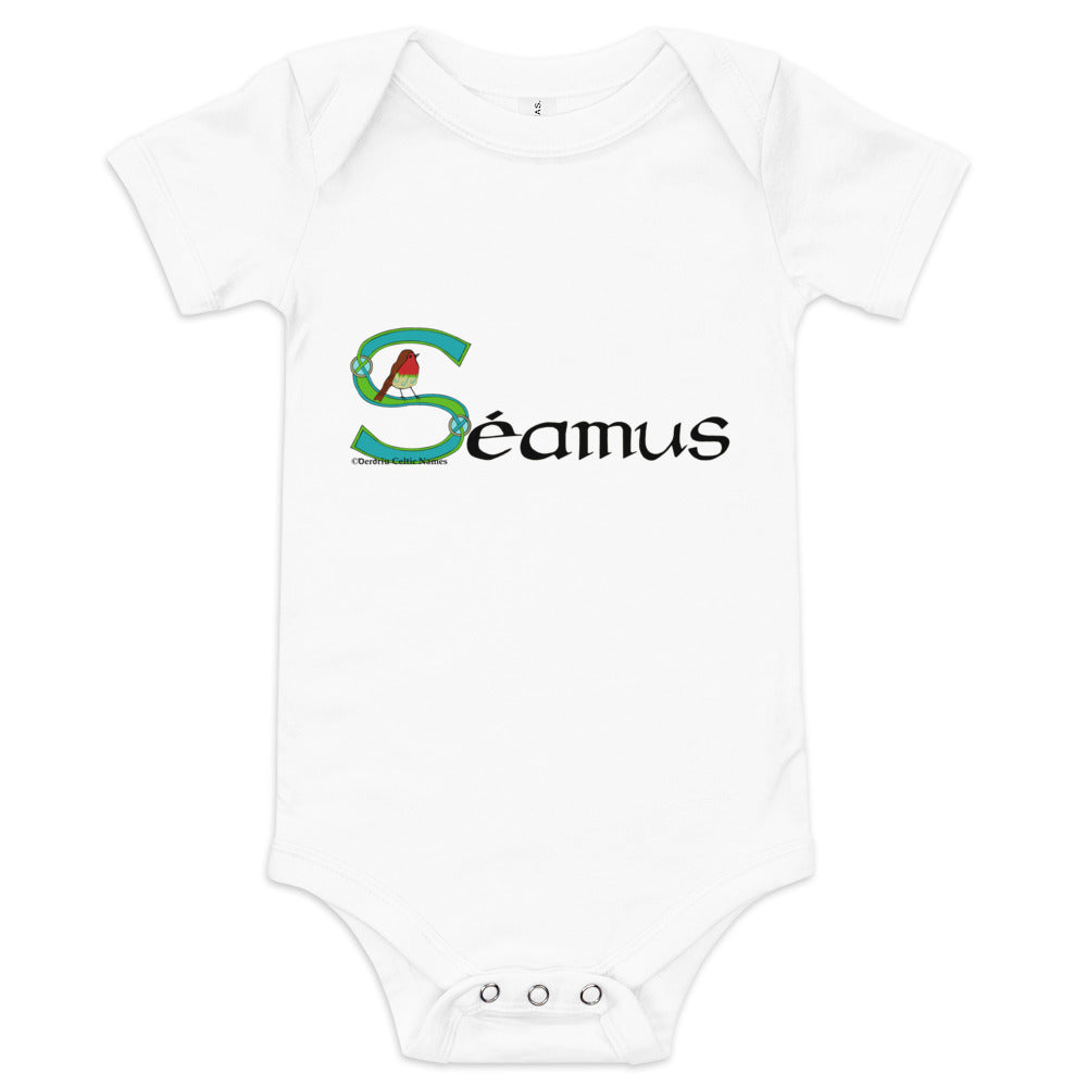 Séamus (James) - Personalized baby short sleeve one piece with Irish name Séamus