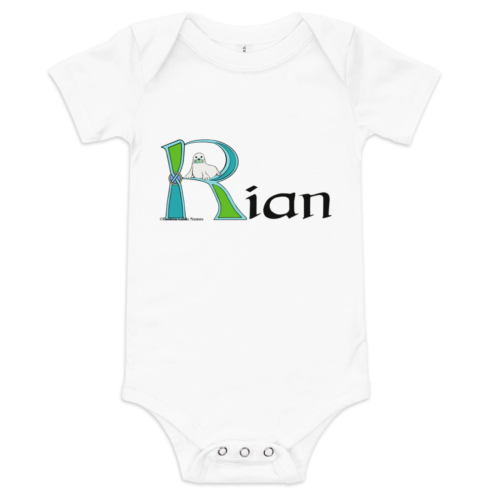 Rían (Ryan) - Personalized baby short sleeve one piece with Irish name Rían