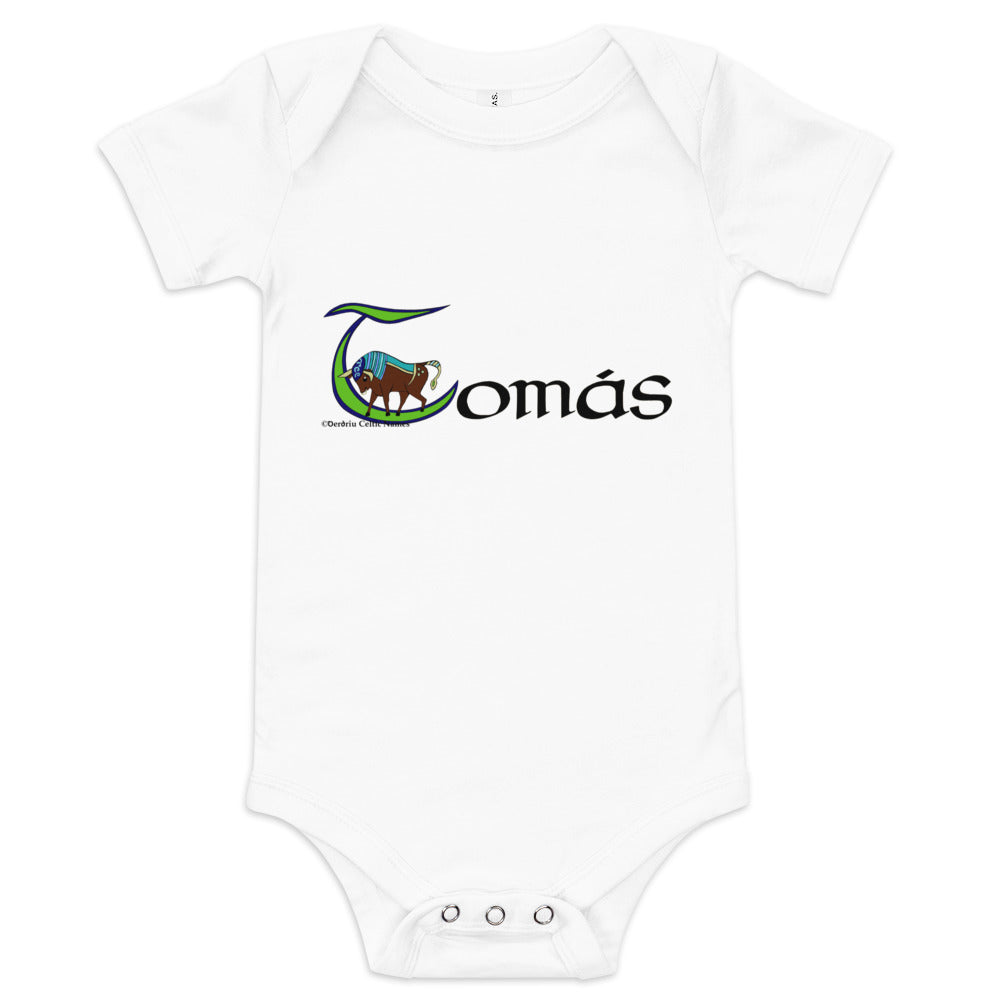 Tomás (Thomas) - Personalized baby short sleeve one piece with Irish name Tomás