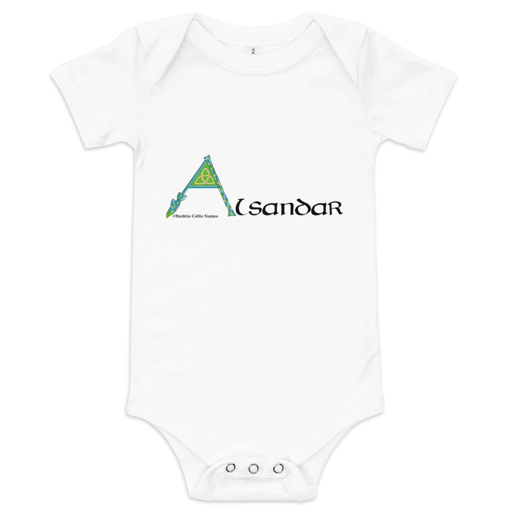 Alsandar (Alexander)  - Personalized baby short sleeve one piece with Irish name Alsandar