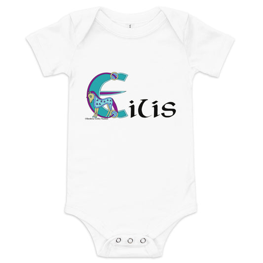 Eilís (Elizabeth)  - Personalized baby short sleeve one piece with Irish name Eilís