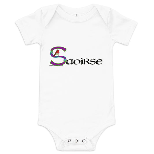 Saoirse (Francesca) - Personalized baby short sleeve one piece with Irish name Saoirse