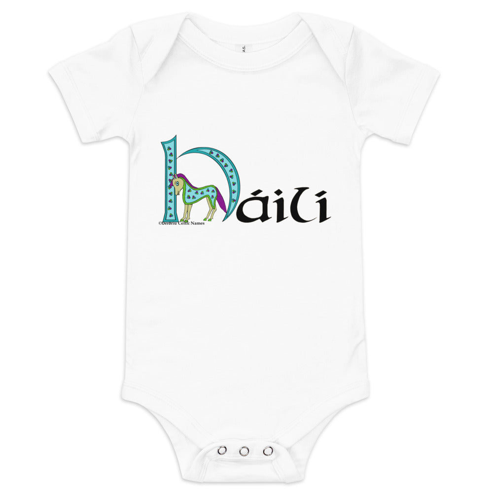 Háilí (Holly) - Personalized baby short sleeve one piece with Irish name Háilí